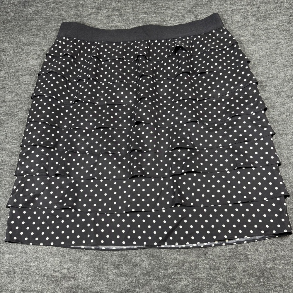 Alfani Woman Black White Polka Dot Tiered Ruffle Mini Skirt‎ 16W
